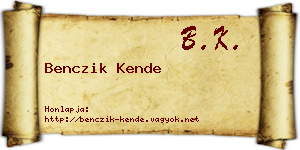 Benczik Kende névjegykártya